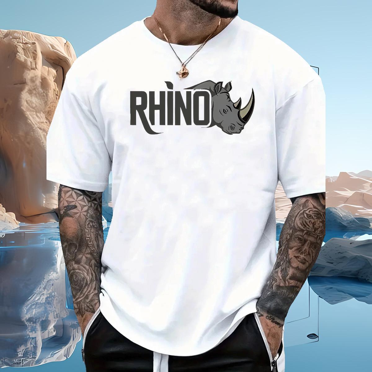 T shirt 100% Cotton 230g rhinoceros Sport Breathable Soft Custom Printing Mens Tshirts Casual New Brand Tops Shirt