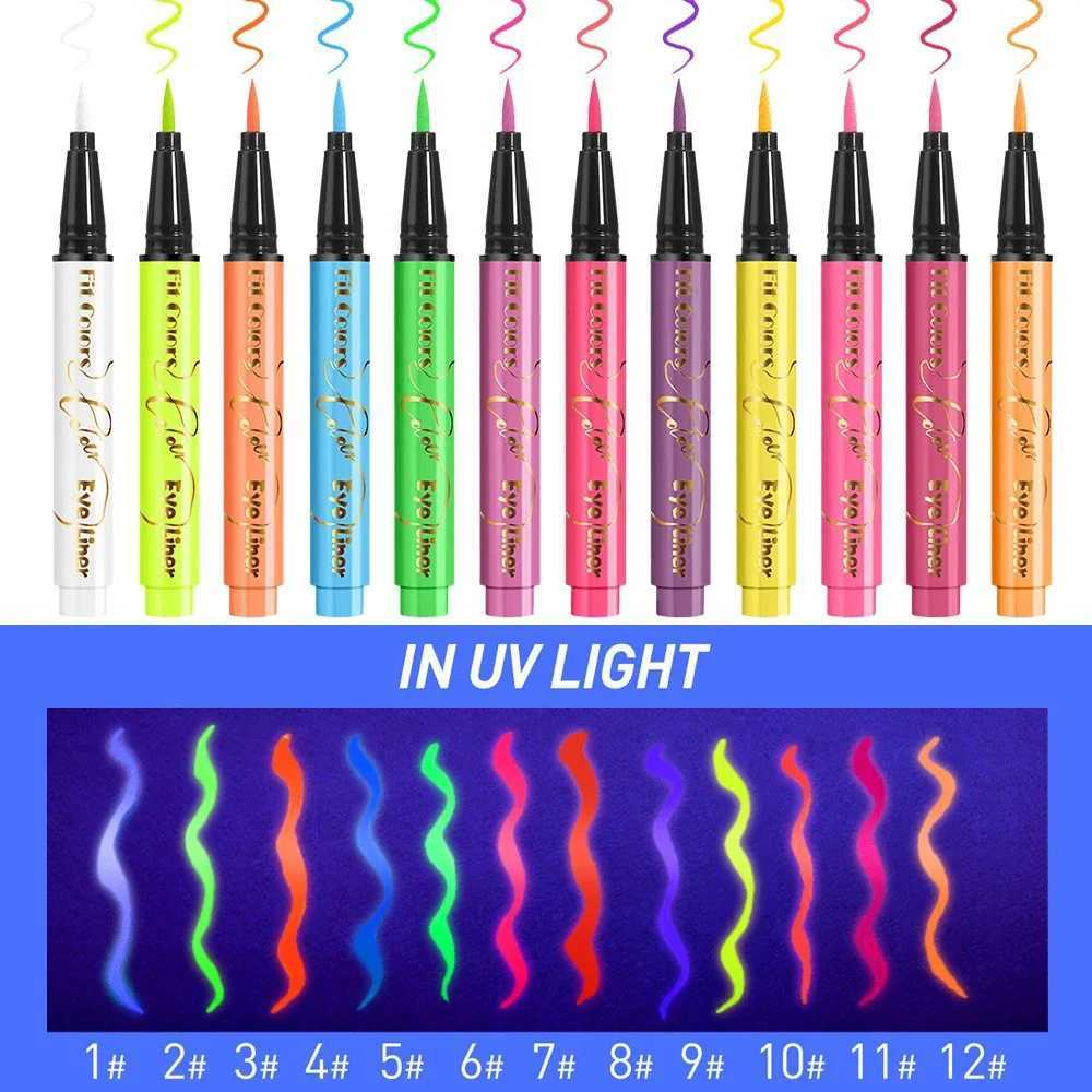 Eyeliner Pen Liquid Green Yellow Pink UV Luminous Colorful Light Neon Eye Liner Waterproof Face Body Paint Pen Festival Makeup Y240813