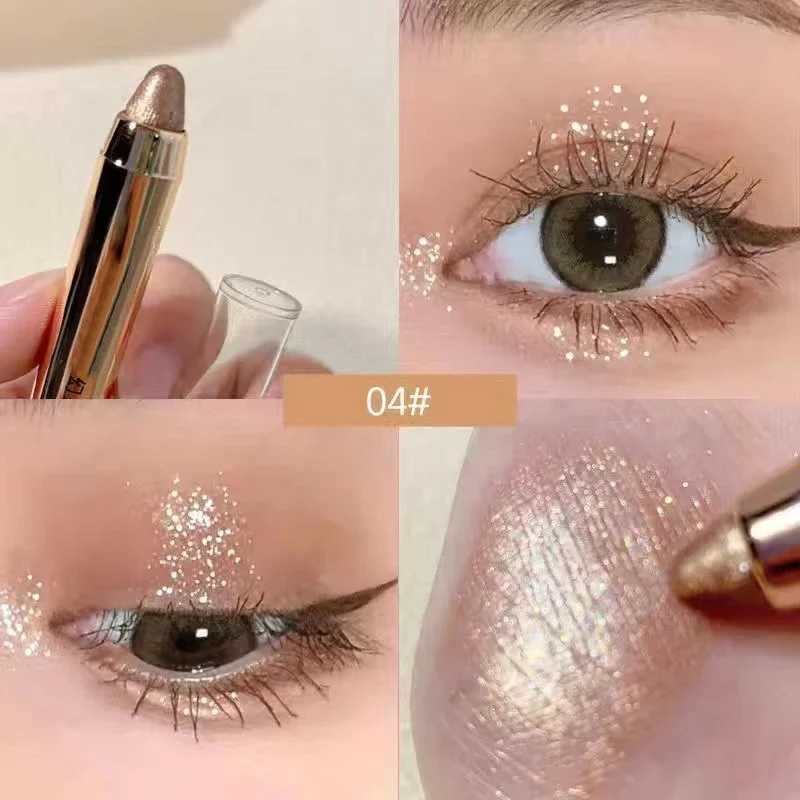 Shimmer Eyeshadow Stick Easy Glitter Highlighter Eyeshadow Pencil Brightening Makeup Pink Silkworm Champagne Gold Eyeliner Pe Y240813