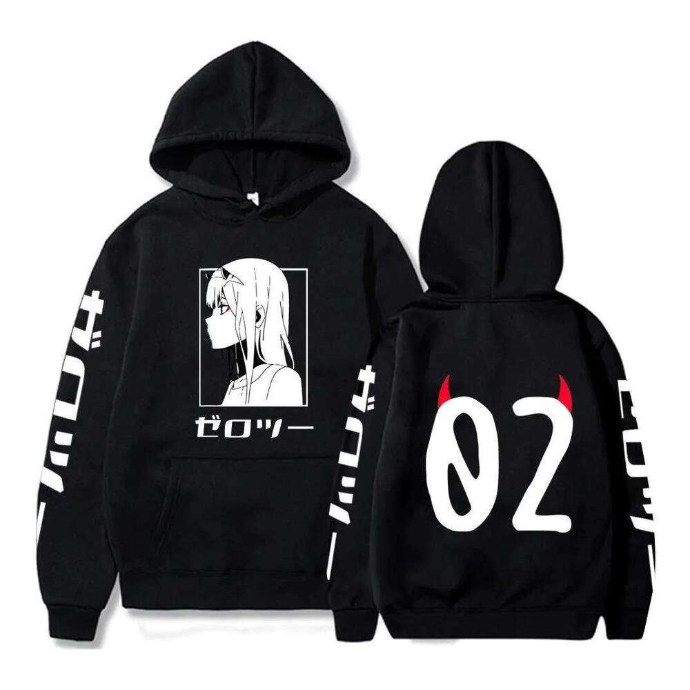 In Darling The Franxx Anime Hooded Zero Two Graphic Print Hoodie Women Pullovers Plus Size Sweatshirt Female Streetwear Clothing