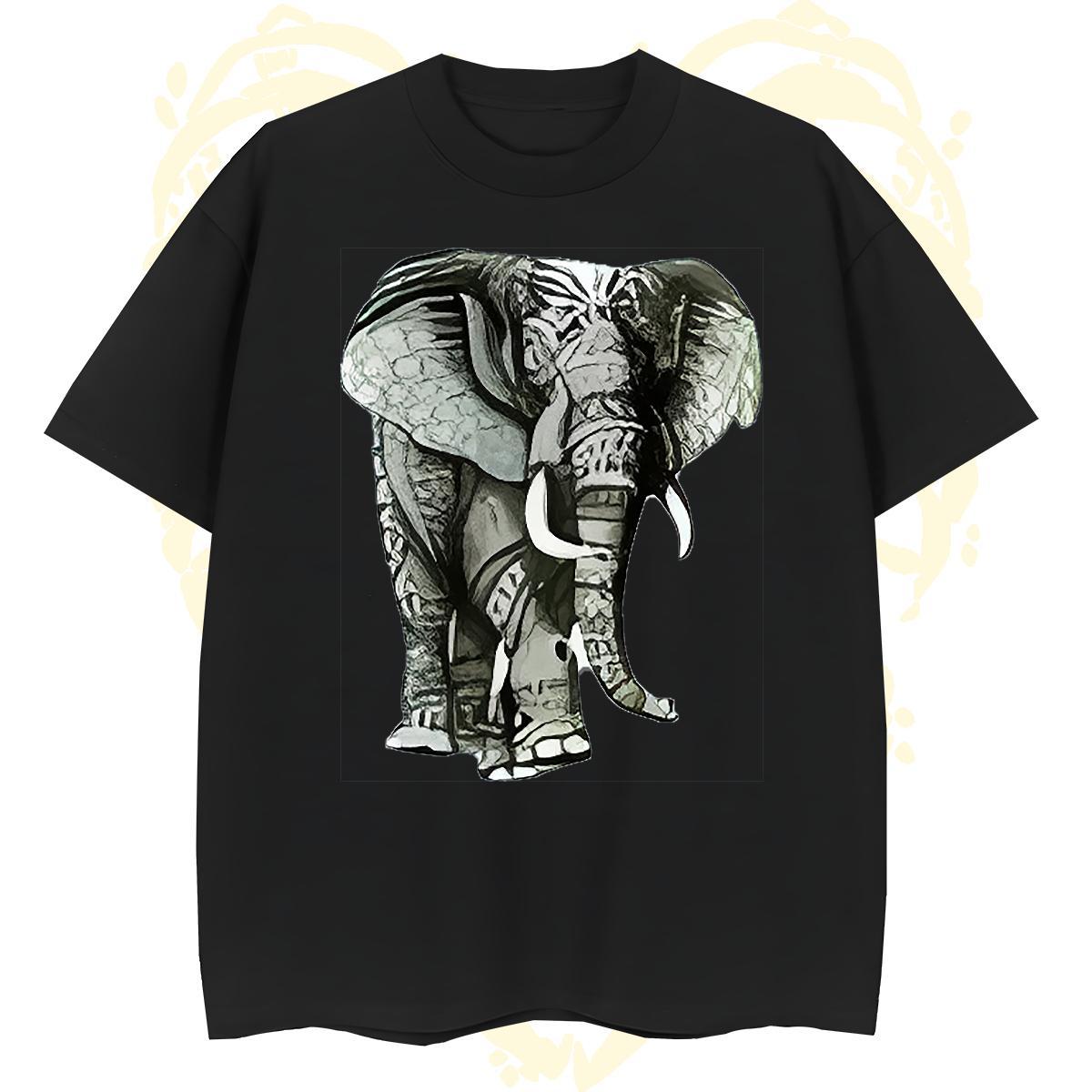 High Quality Men T Shirts Elephant O-Neck Short Sleeve Casual Customized Print 230g Pure Cotton Men Tshirts Fashion Design Tees