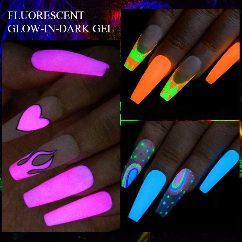 MEET ACROSS 7ml Pink Purple Neon Luminous Gel Nail Polish Fluorescent Glow-in-dark Soak Off UV Gel Nail Art Varnish For ManicureM240814