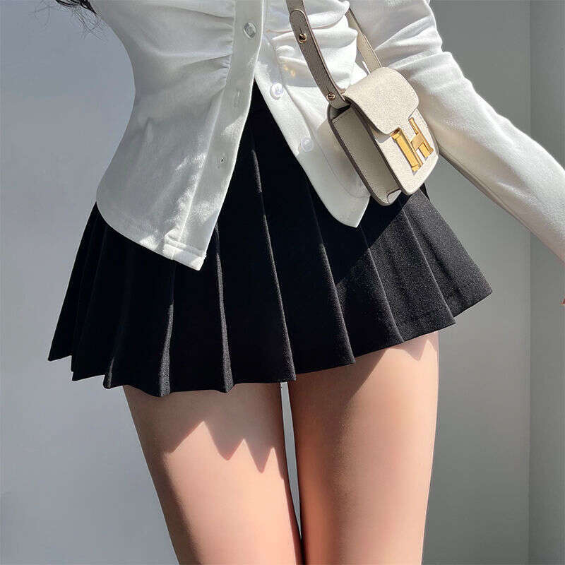 Pleated HOUZHOU with Shorts Women Sexy High Waist Black White A-line Korean Gyaru Mini Tennis Skirt School Girl Summer