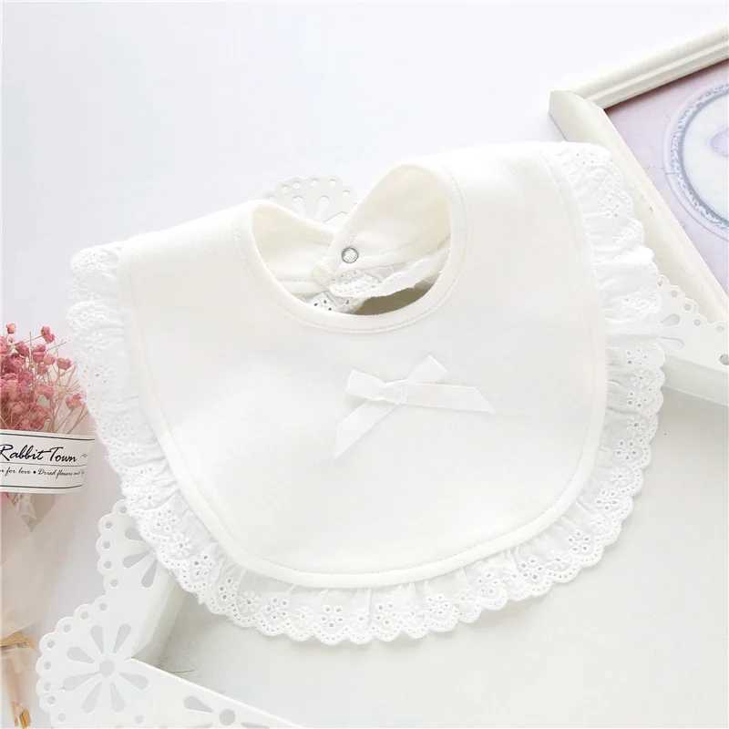 Bibs Burp Cloths Baby Girls Burp Cloth 100% Cotton Lace Bow White Brief Feeding Drool Bibs for 0-2yearsL4812