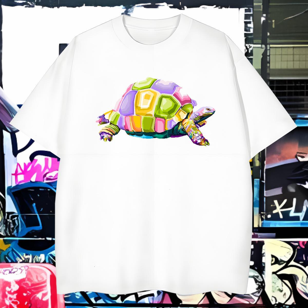 Popular Mens T Shirts tortoise Breathable Short Sleeve Street Wear Custom Printing 230g Pure Cotton Men Tees 2024 DIY Tops Tees