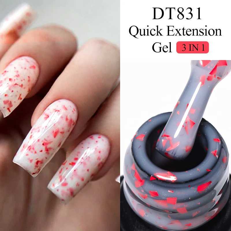 MEET ACROSS 7ML Pink Foils Glitter Quick Extension Gel Nail Polish Long Lasting Rubber Base Gel Nail Art Construction UV GelM240814