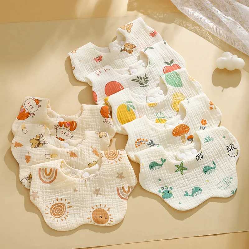 Bibs Burp Cloths Cotton Gauze Baby Feeding Bibs Summer Soft Petal Infants Print Saliva Towel Newborn Kids Burp Cloth Bibs for Baby Girls BoysL4812