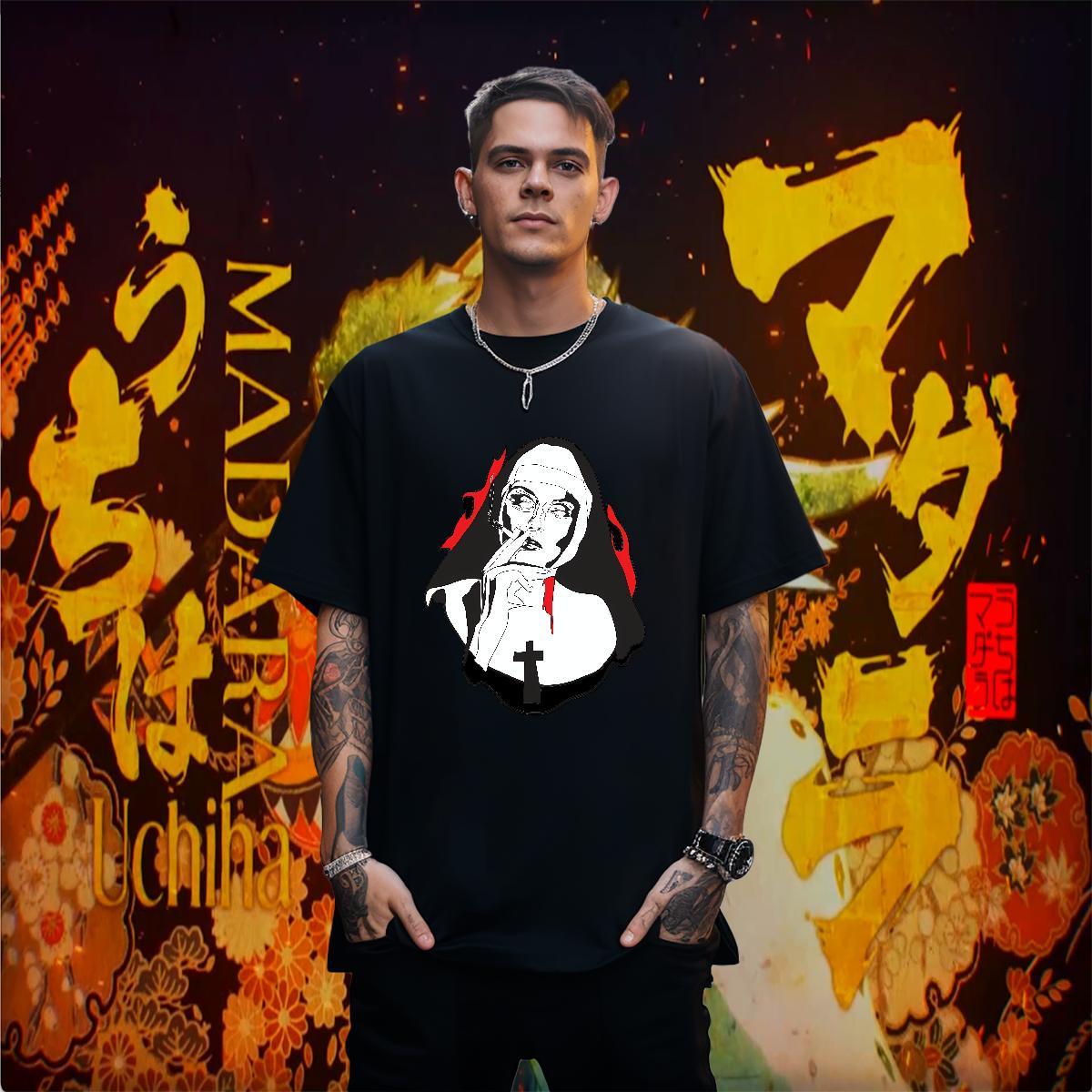 Mens T Shirts 230g Pure Cotton nun Daily Wear Breathable Short Sleeve Anime Print Men Tops Tees Fashion Designer Clothings