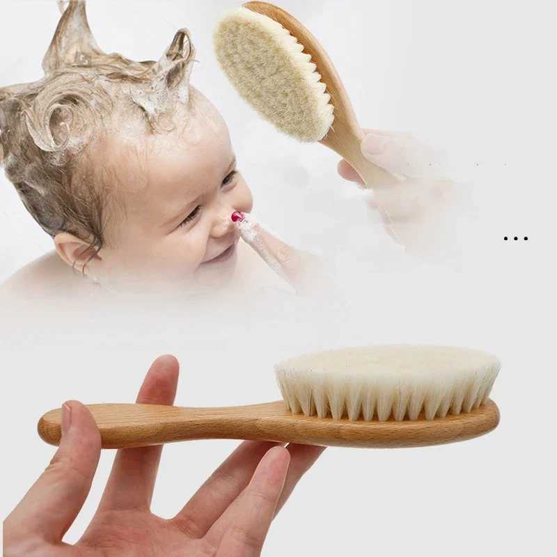 Newborn Wood Hair Comb Natural Wool Comb Hair Brush Baby Head Massager Portable Baby Accessories W240813