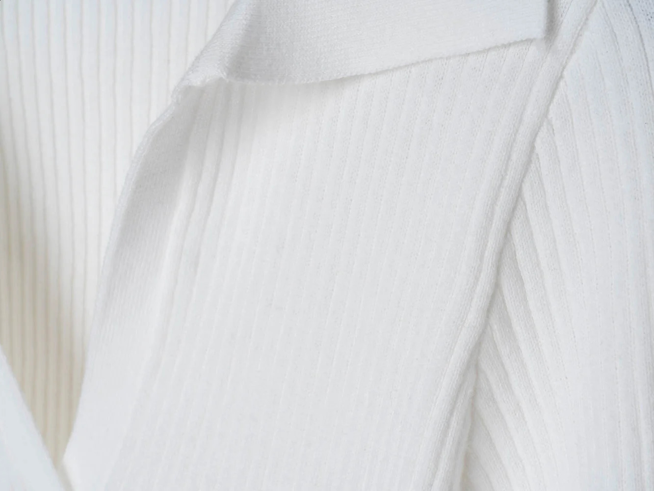 Cotton knitted polo shirt for women V-neck sweater with collar long sleeved ribbed top 240827