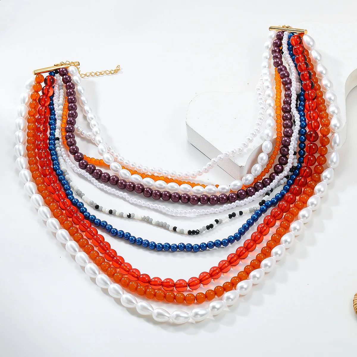 2024 Colorful Beads Chains Pearl Choker Necklace for Women Bohemian Jewelry Multilayer Tassel Chain 240813