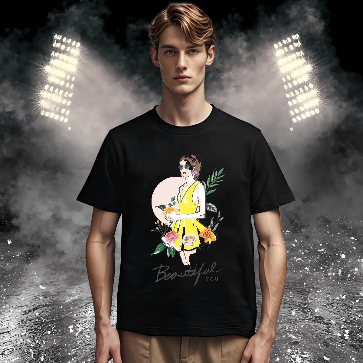T shirt 100% Cotton 230g character Daily Outfit Breathable Crew Neck Custom Cartoon Men Tees DIY Customized Soft Tops