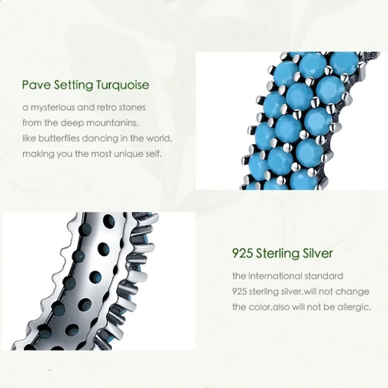 Turquoise Sterg Sier Rings for Women: Bohemian Style Jewelry 4