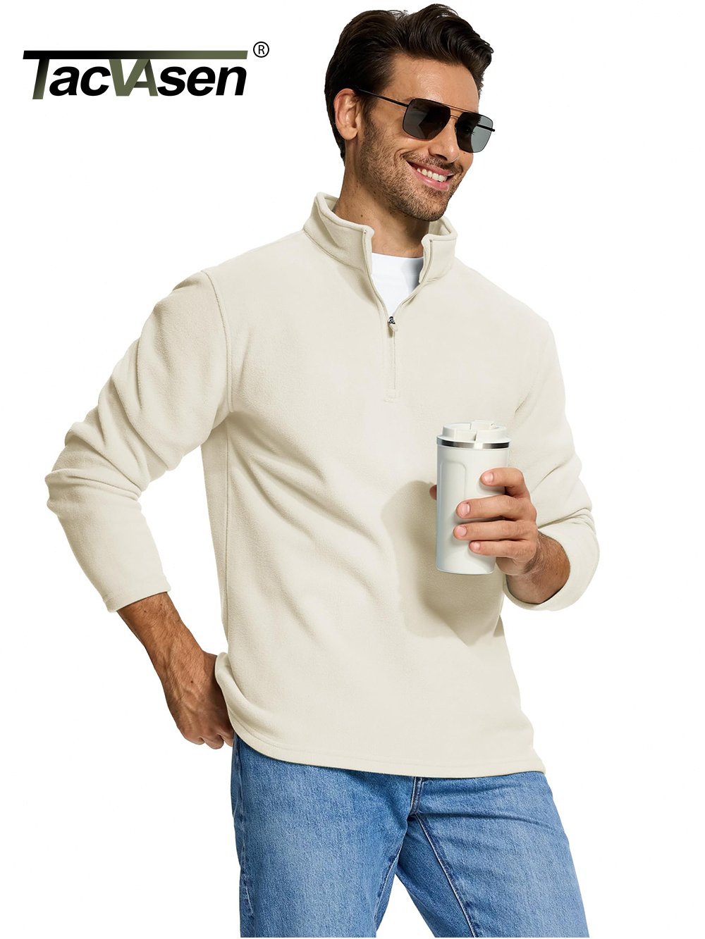 tacvasen Quarter-Zip Pullover Tops Mens Turtleneck Fleece Sweatshirts Casual Warm Sweater Athletic Running Sports Hoodie Shirts g6Qr#