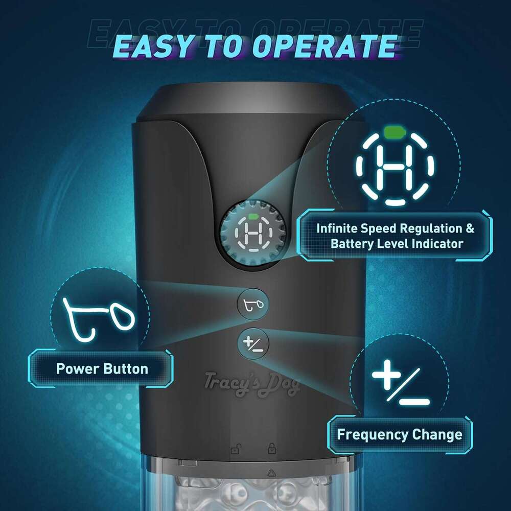 Tracy's Dog automatic male device, adult sex toy, with 5 thrust rotation vibration modes, hands-free electric male massager, unlimited speed adju