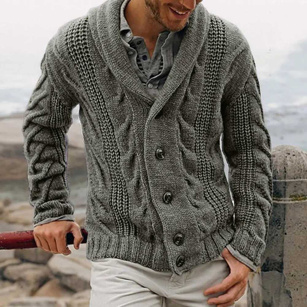 Mens sweater jacket cotton blend button closed knit long sleeved fashion cardigan wool sweater for autumn and winter mens wearW240729