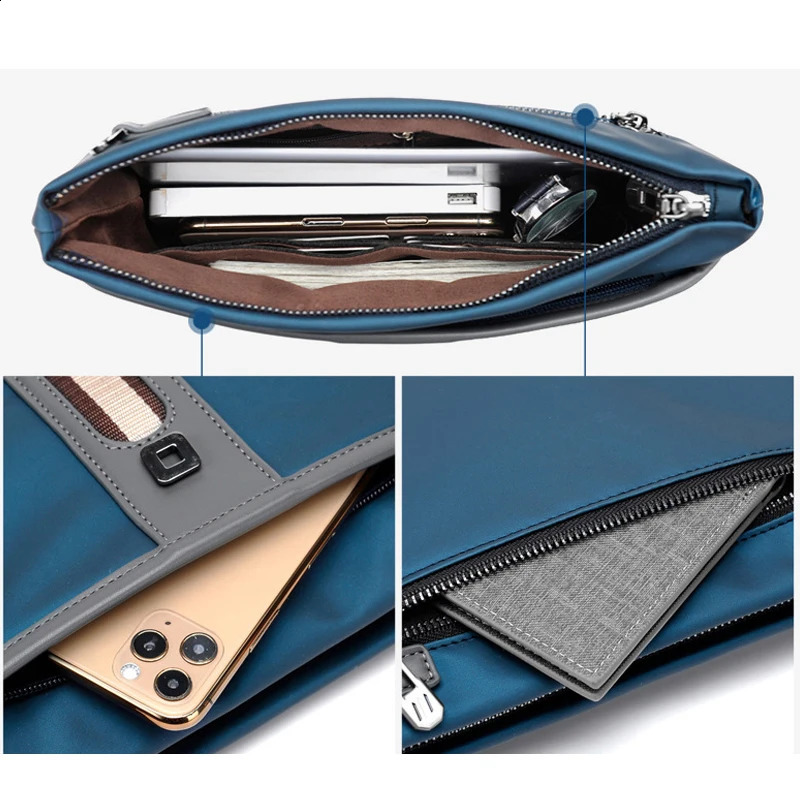 Business and leisure mens handbag mobile clutch Oxford waterproof nylon wallet casual mens envelope mobile bag 240812