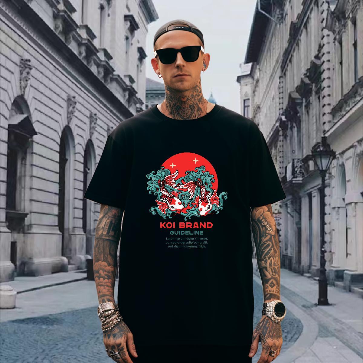 Loose Fit Men T Shirts Breathable Short Sleeve Summer Casual Custom Printing 230g 100% Cotton Men Tees New Clothes