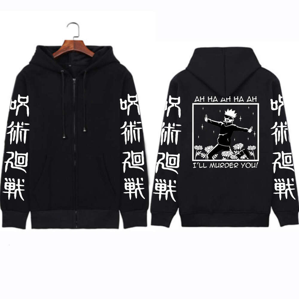 Kaisen Jujutsu Gojo Satoru Print zipper Hoodies Funny Mnaga Sweatshirts Men Long Sleeve Autumn Winter Plus Size Zip-up Hoodie