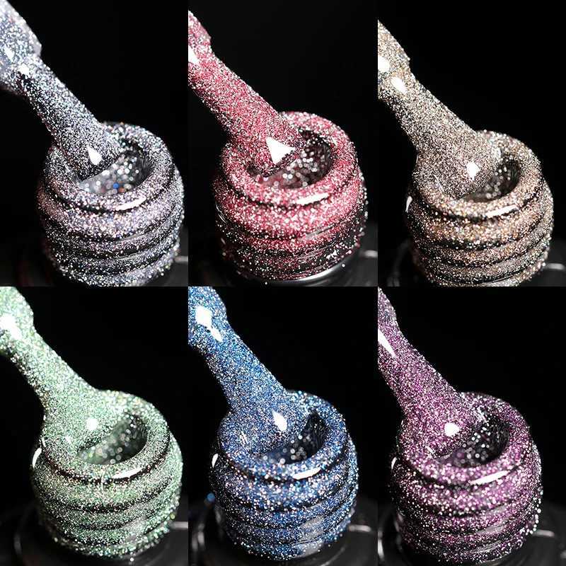 UR SUGAR 7.5ml Reflective Glitter Gel Nail Polish Rose Gold Silver Colors Shiny Effect Varnish Hybird Nail Polish For Nail ArtM240814