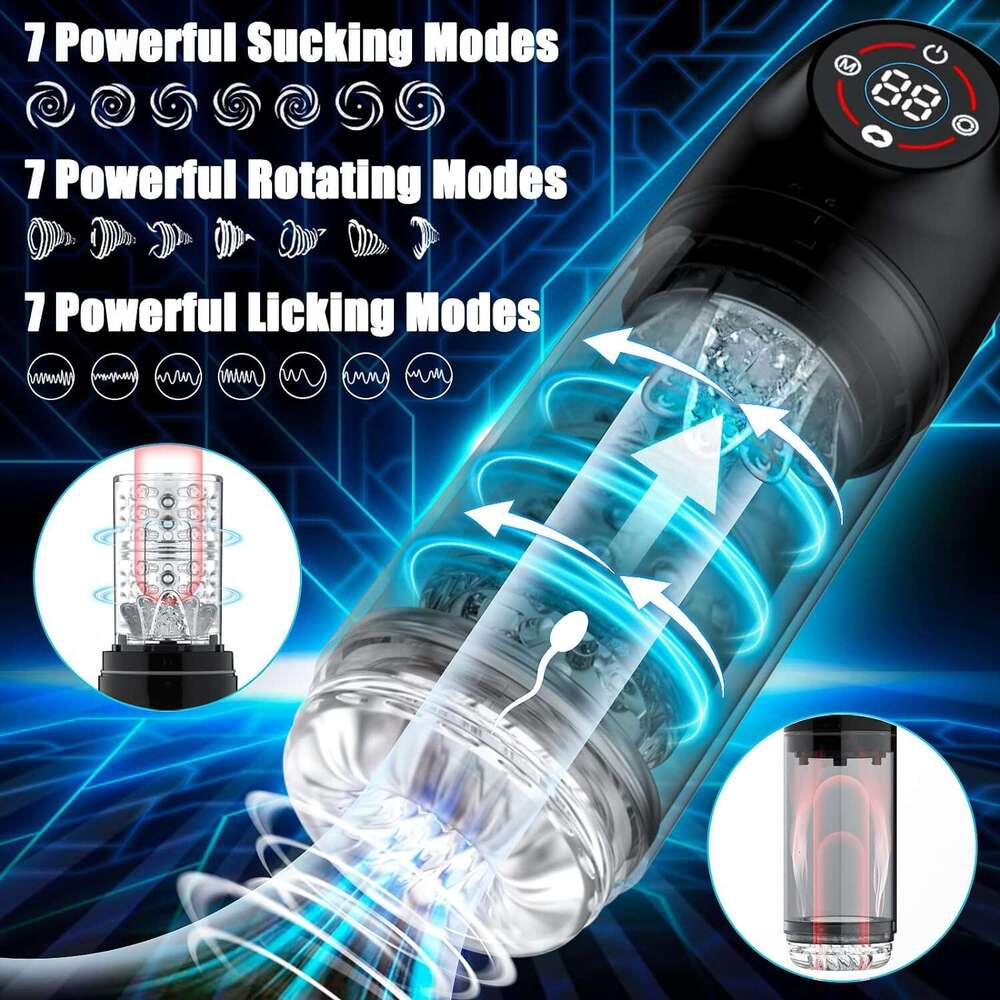 Men's Automatic Male Sex Toy - Male Sex Toy Pump with 6s Vacuum Pump, 7 Rotation and Suction Modes Adult Toy LCD Display Screen Sex Machine Pocke