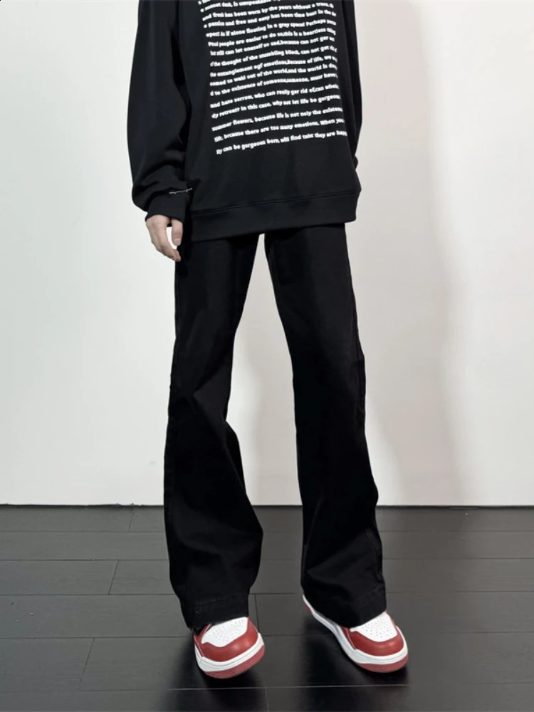 Flare Jeans Men American Slim Chic High Street Washed Hip Hop Denim Trousers All-match Harajuku Simple College Autumn Mopping 240814