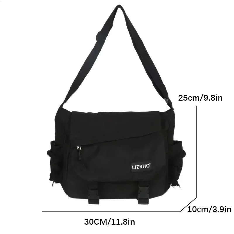 Messenger Bag Japanese Handbags School Korean Single Shoulder Girl Student Hong Kong Style Retro Large Capacity Postman Womens 240813