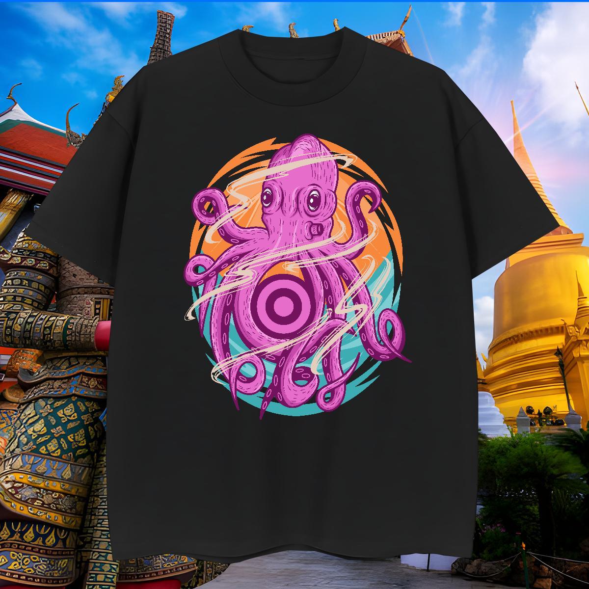 Designer T Shirts Men octopus O-Neck Short Sleeve Beach Black White 230g 100% Cotton Mens Tshirts New Designer Tees