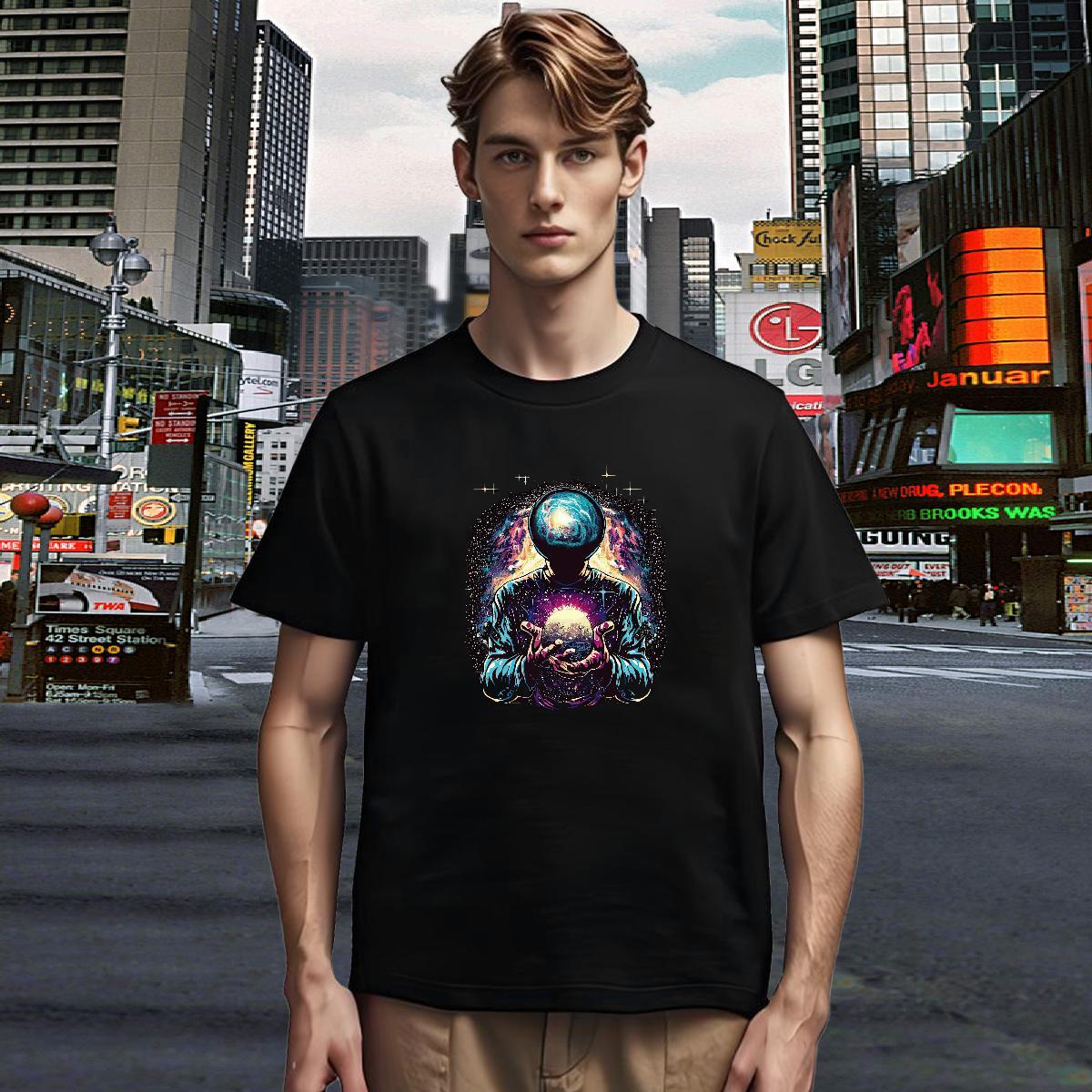T Shirt For Man 100% Cotton 230g universe Beach Short Sleeve Soft Black Oversized Mens Tshirts Wholesale Free Shipping Wear