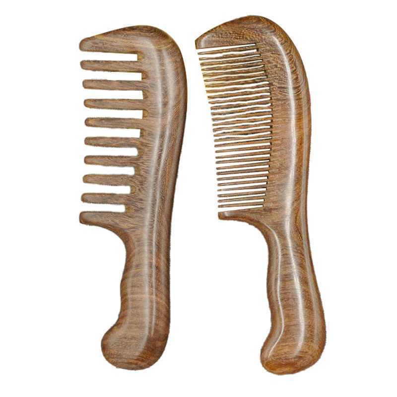 1 natural sandalwood comb anti-static wooden comb massager long and wide teeth exfoliating sandalwood comb hair care gift W240813