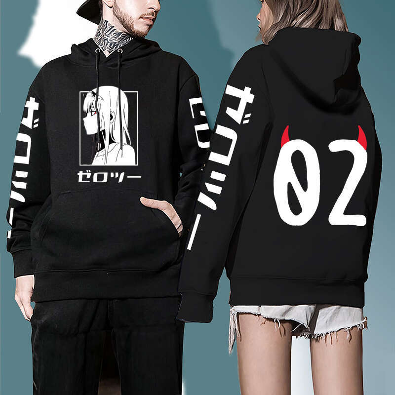In Darling The Franxx Anime Hooded Zero Two Graphic Print Hoodie Women Pullovers Plus Size Sweatshirt Female Streetwear Clothing