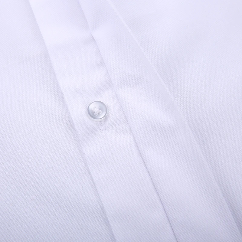 Mens Classic French Cuff Hidden Button Dress Shirt Long-sleeve Formal Business Standard-fit White Shirts Cufflinks Included 240814