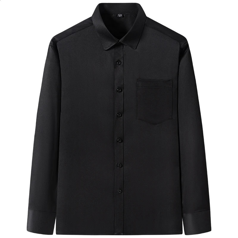 Solid Color Foursided Stretch Long-sleeved Shirt Spring And Autumn Square Collar Business Casual Versatile Men Clothing 240814
