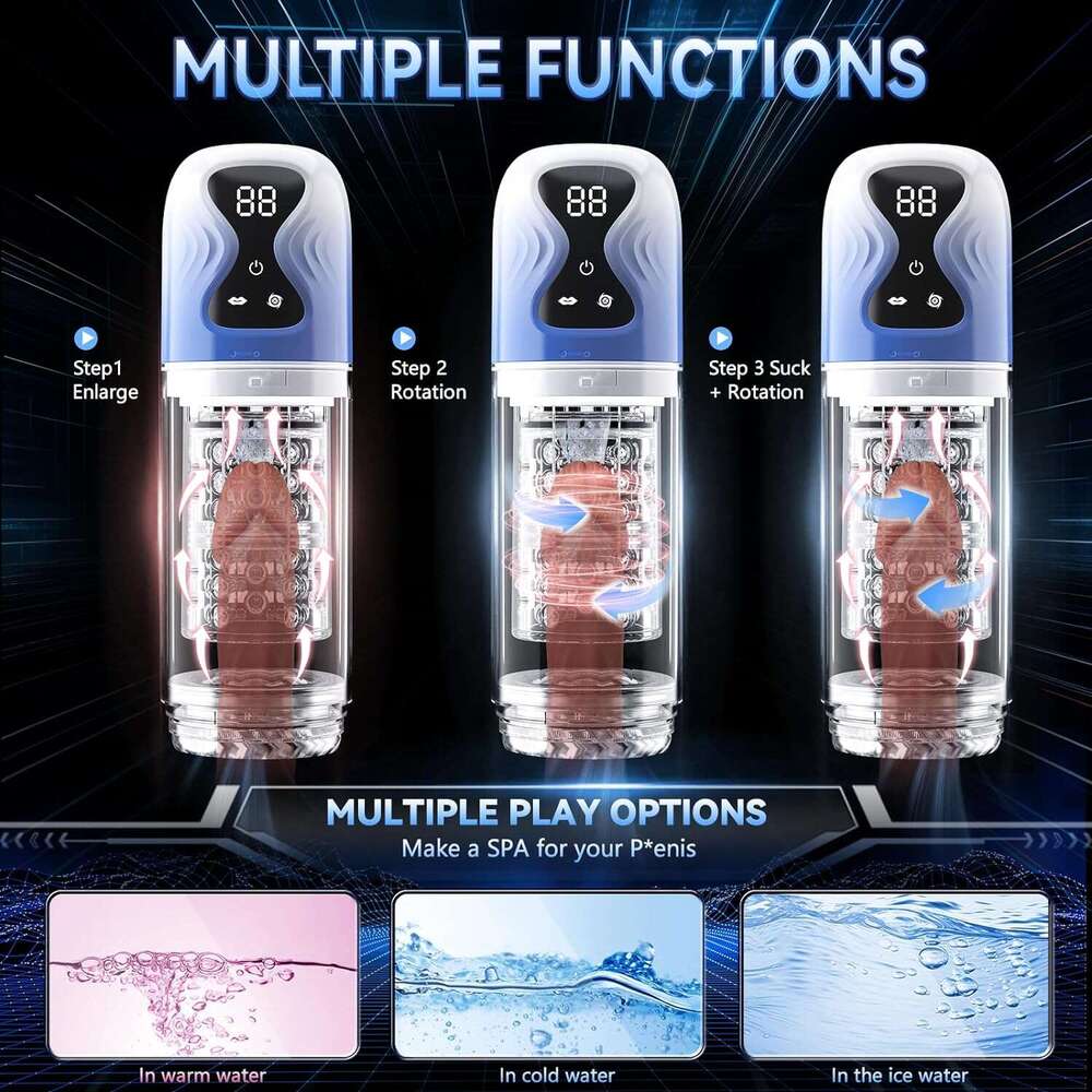 Men's automatic male sexual toy - Male sexual toy pump with 7 suction and 7 rotation modes and tongue licking, adult toy waterproof male stroke L
