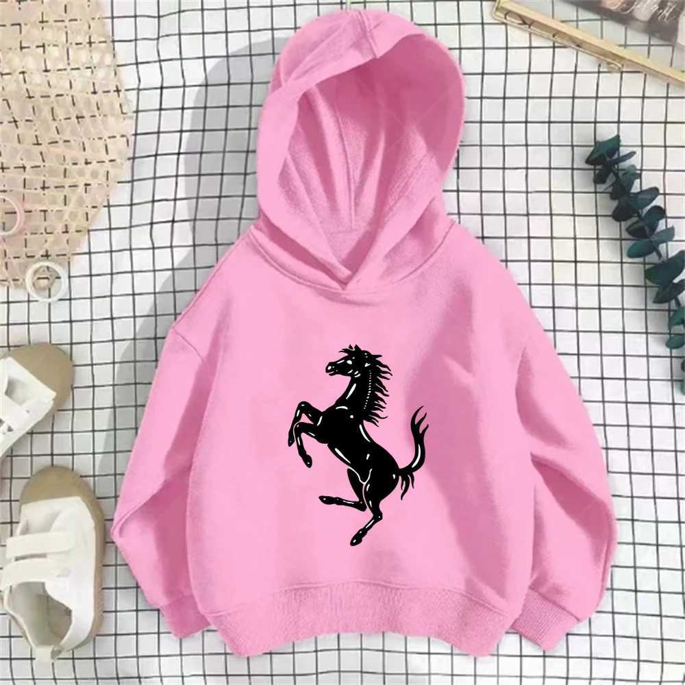 Suitable Kids Sweatshirts Coat Children Hoodies Boy Girls 3-12 Years Leisure Hood Autumn winter clothing Flying Horse PrintY240814
