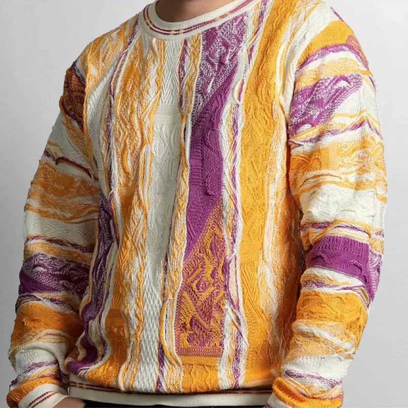 2013ss High Street Wave Collage Color Lazy Style Warm Pull Casual Sweater Mens and Womens Clothing Street ClothingW240729