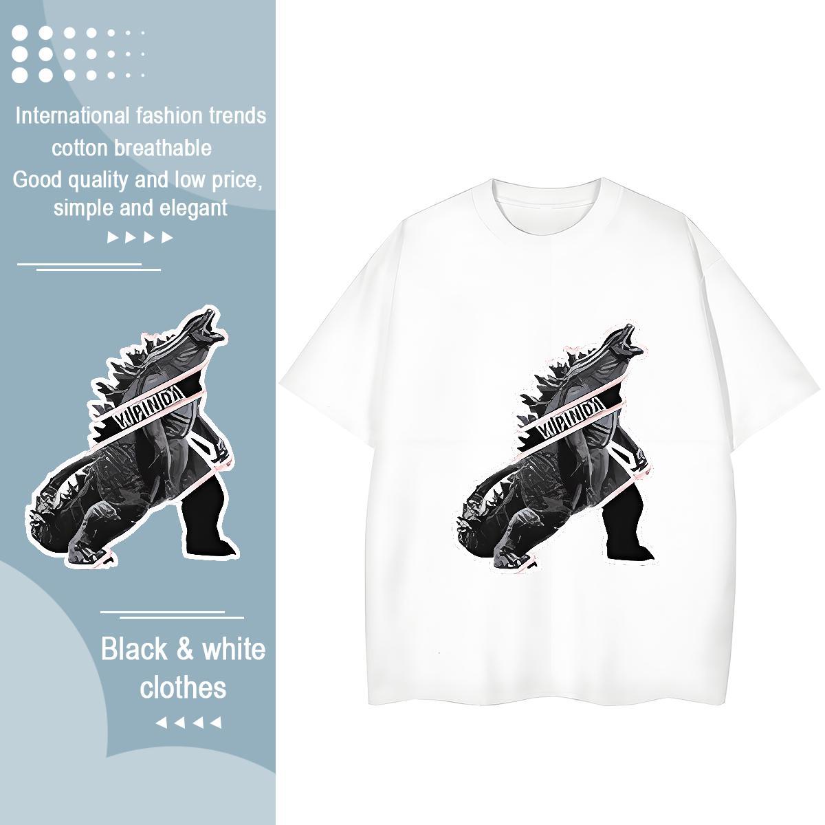 Free Shipping Man T Shirts dinosaur Breathable Crew Neck Casual Daily Wear Custom Printing 230g 100% Cotton Mens Tshirts Designer Polos