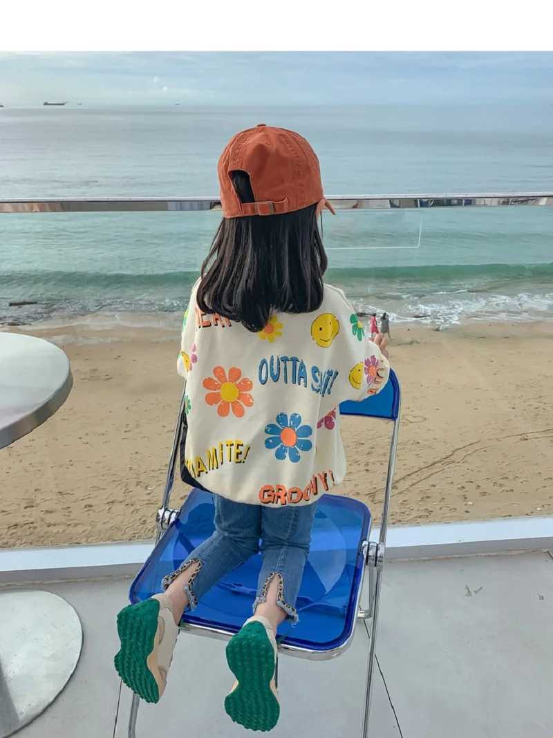 Spring Autumn Kids Cotton Lovely Floral Sweatshirt Baby Girls Pullover Jumper Children Outfits Student Tracksuit Tops 1-12 YearsY240814