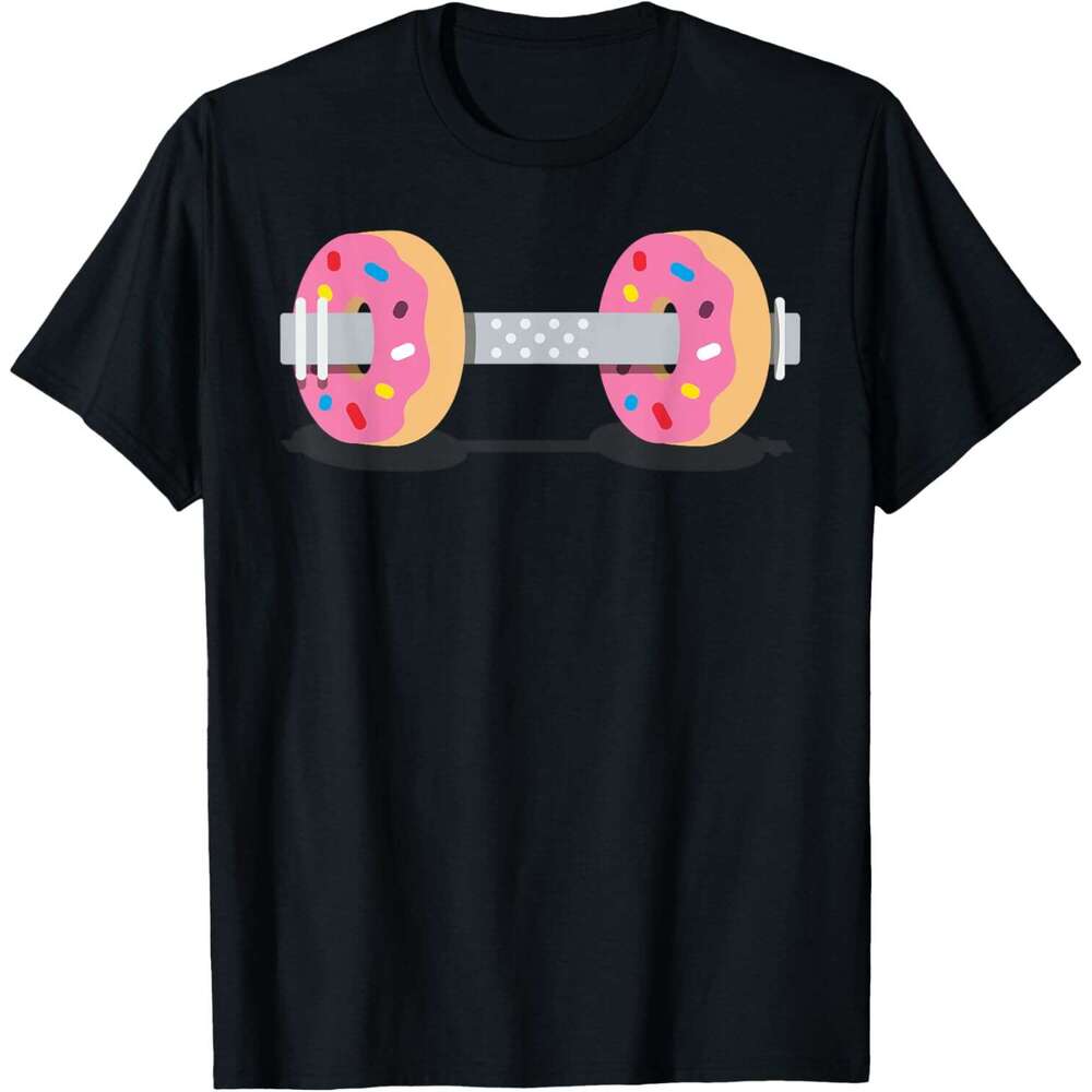 T shirt for Mens Dumbbells Donuts Weightlifting Funny Gym Workout T-Shirt Shirts Tshirt Graphic Tee Casual Tops Clothes Short sleeve