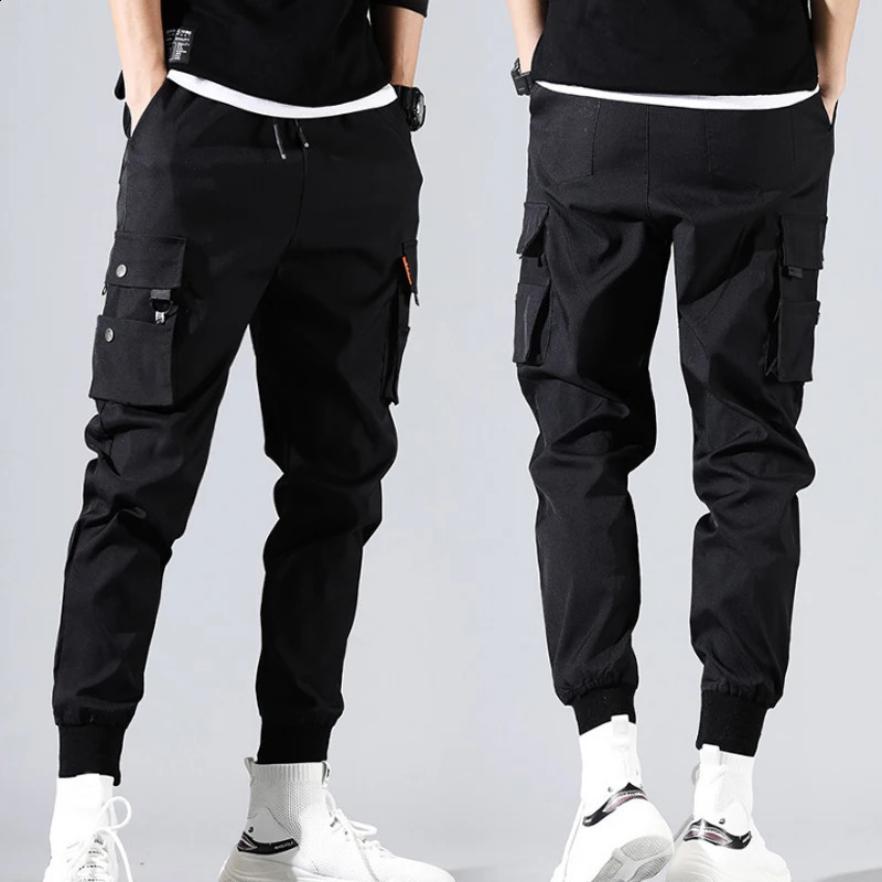 Harajuku Thin Ankle-Length Cargo Trousers Sportswear Joggers Summer Mens Harem Pants Tie Feet Overalls Fahion Male Clothes 240814
