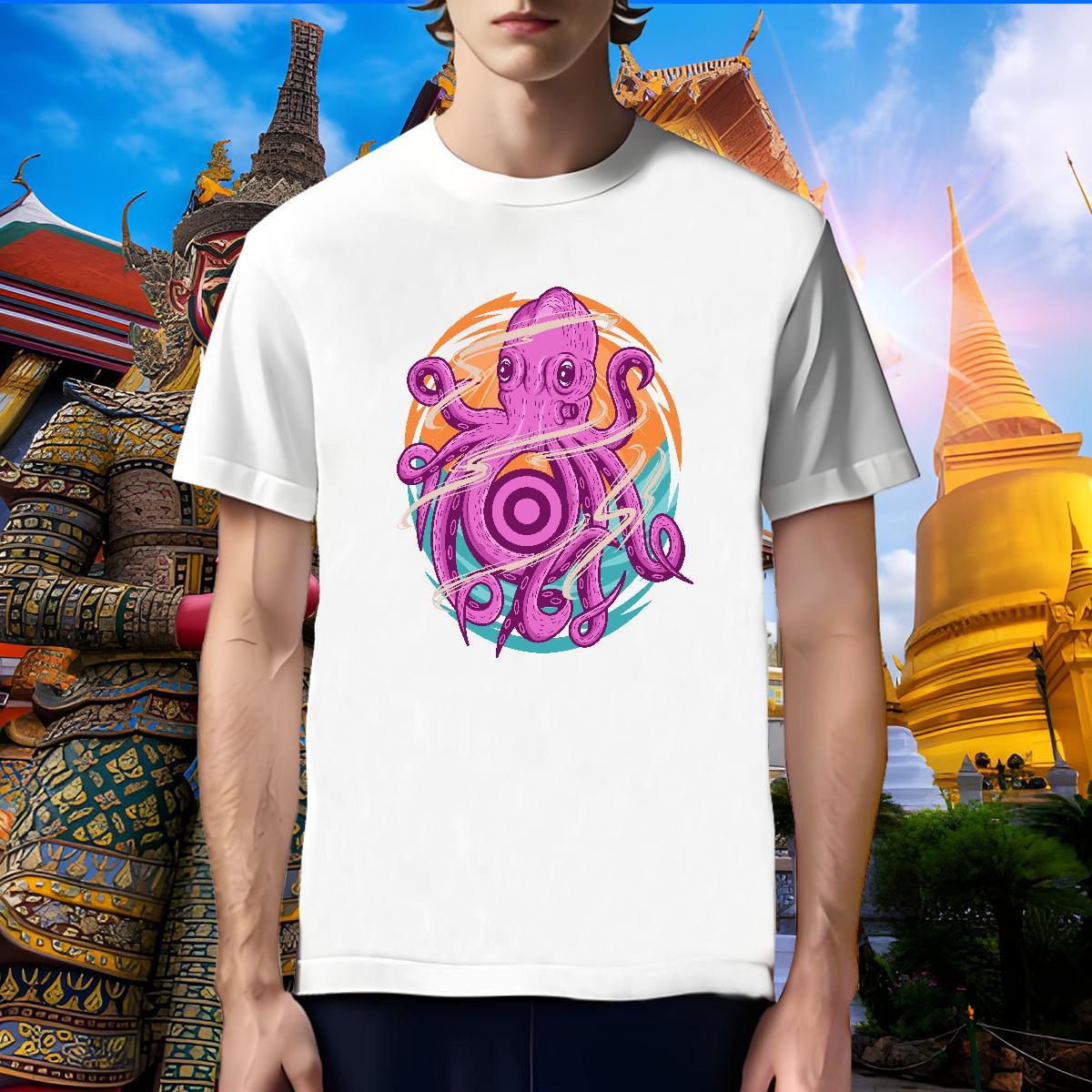 Designer T Shirts Men octopus O-Neck Short Sleeve Beach Black White 230g 100% Cotton Mens Tshirts New Designer Tees