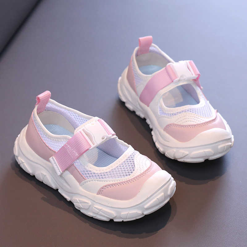 Sneakers Childrens color blocked sports shoes 2024 summer new single mesh hollow shallow mouth casual shoes for boys medium and large childrens mesh s