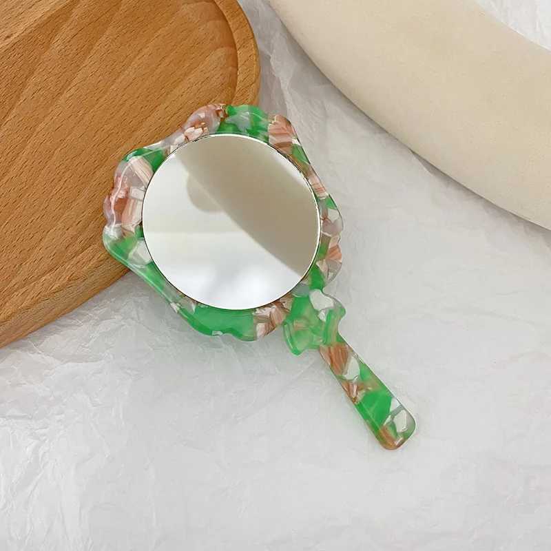 Retro Acetate Bed Sheet Handheld Makeup Mirror SPA Salon Makeup Hand Mirror Handheld Makeup Compact Mirror W240813