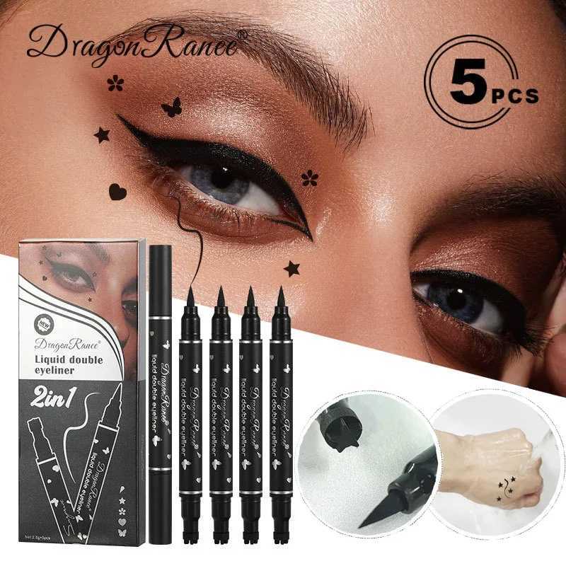 2in1 Liquid Double Head Seal Eyeliner Quick Dry Waterproof Star Butterfly Stamp Eyeliner Embellished Eye Tail Eye Liner Novice Y240813