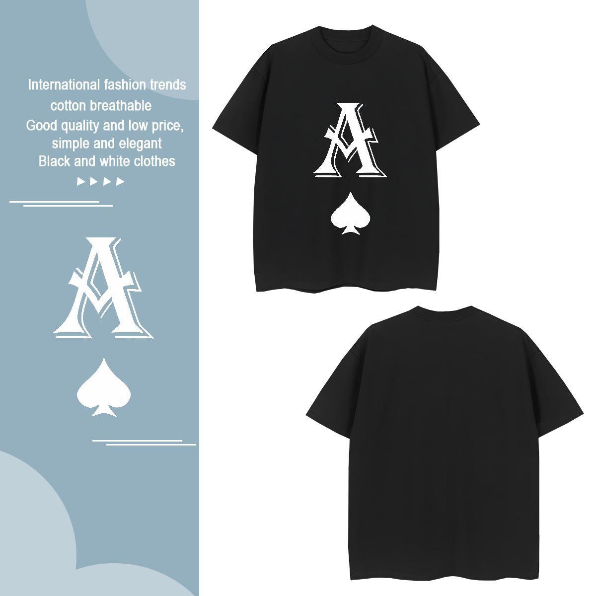 Classic letter T Shirts Men Sport Tshirts 230g 100% Cotton New Breathable Short Sleeve Floral Print Tees Shirts