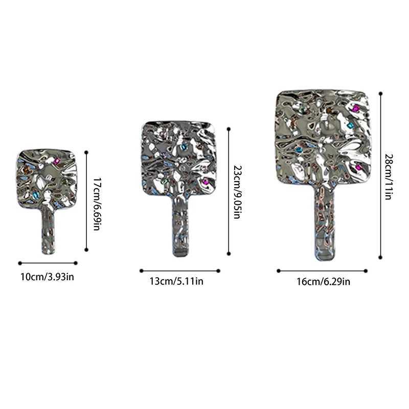 Liquid shaped square mirror mini handheld desktop makeup mirror travel metal portable beauty mirror W240813