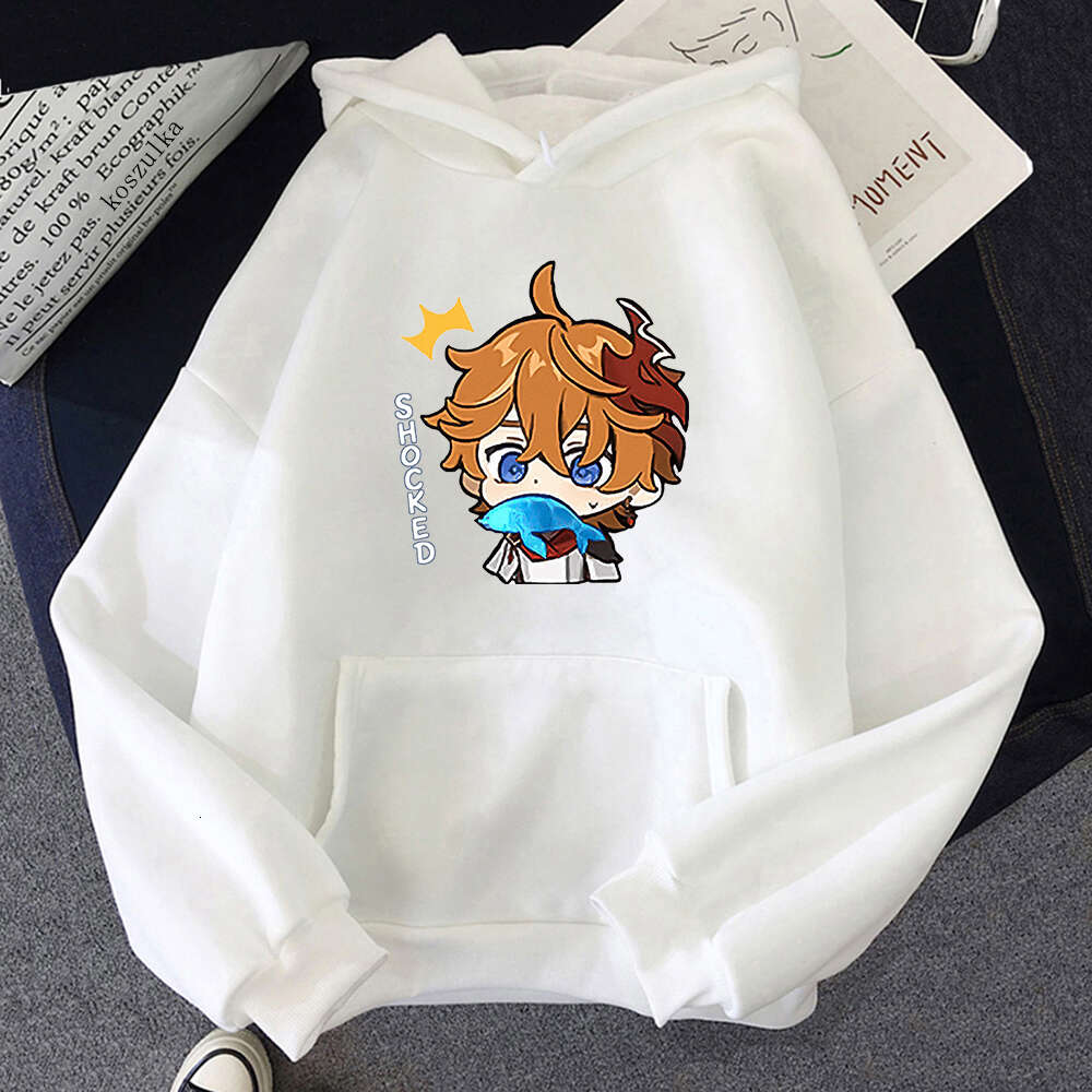 Game Hot Genshin Impact Tartaglia Kawaii Cartoon Print Women Hoodies Plus Size Sweatshirt Haruku Female Long Sleeve Streetwear