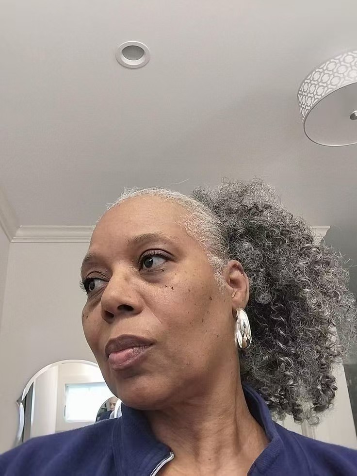 Silver gray jerry curly drawstring ponytail hair extensions Salt and pepper gray color human hair ponytail hairpiece 120g 14inch