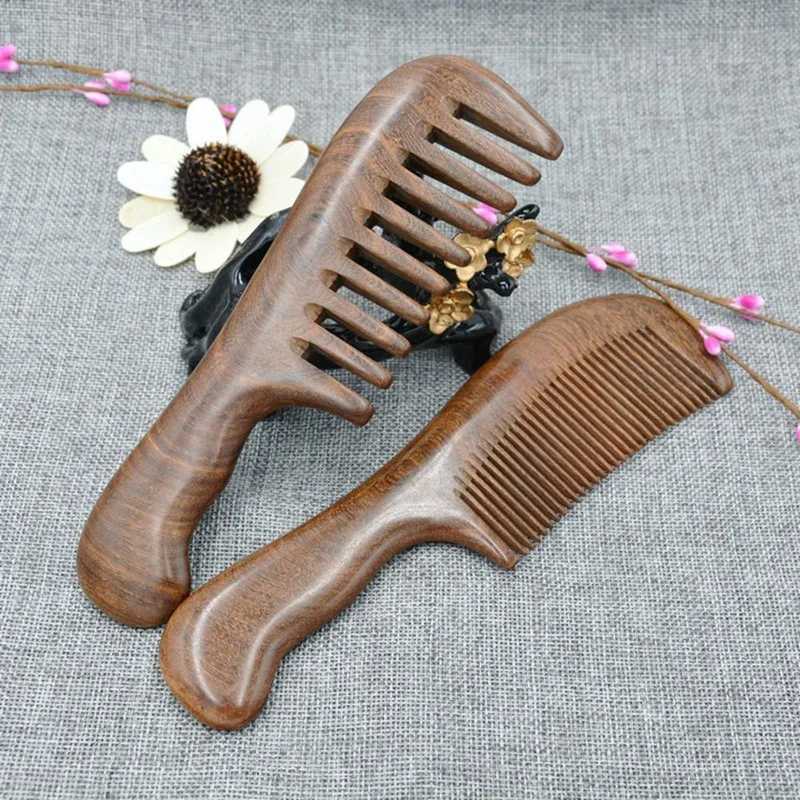 Hawthorn wood wide tooth comb curly hair portable fur tooth wood comb hair massage tool W240813