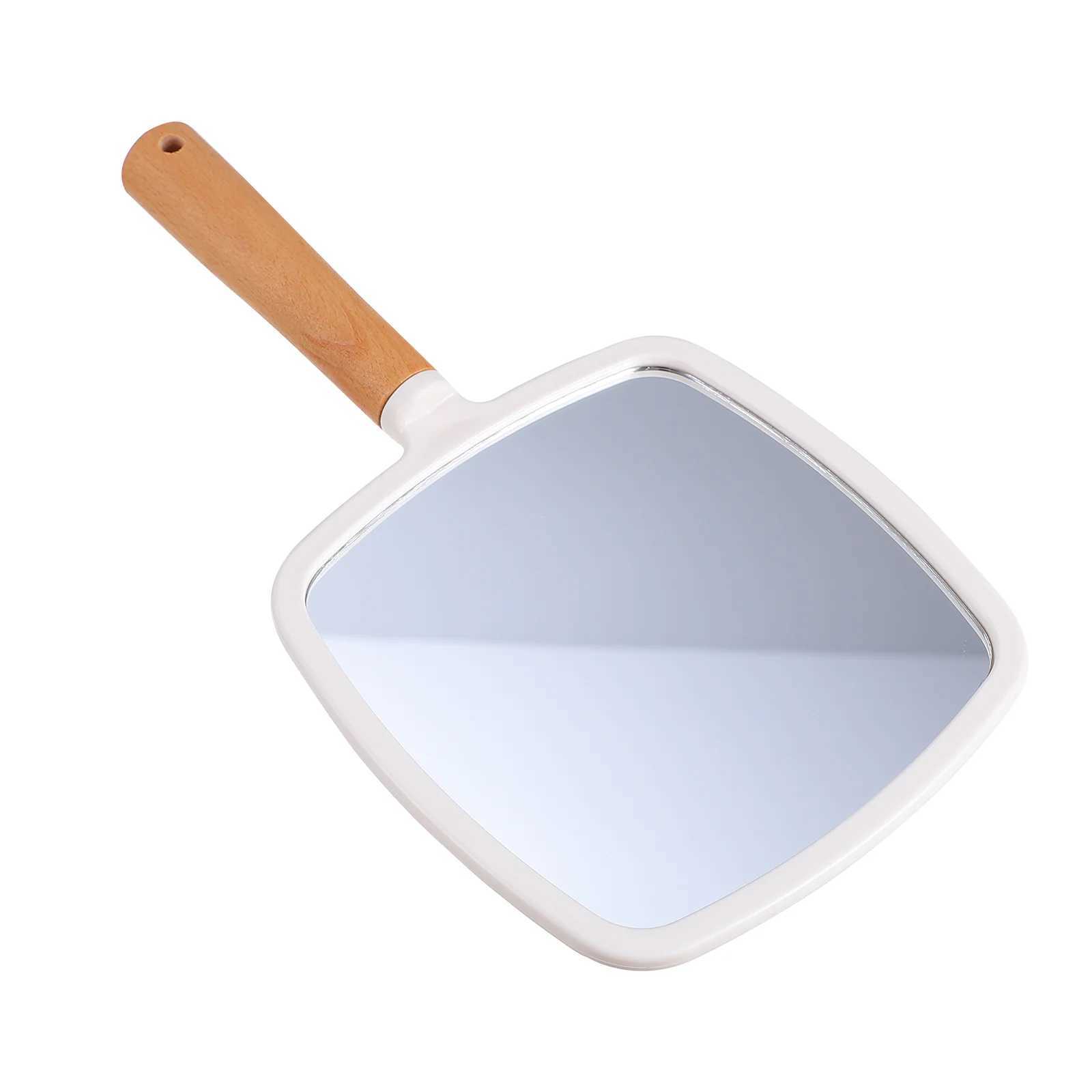 Handheld mirror dressing table womens makeup salon mirror portable barber wood European style handheld W240813
